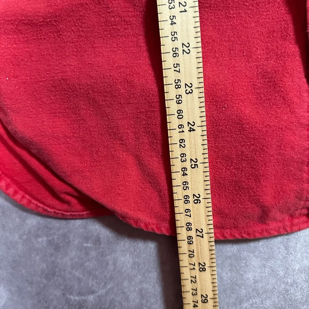 Vintage 80s Eddie Bauer Men Red Chamois Cloth Shirt Medium Long Sleeve Button Up